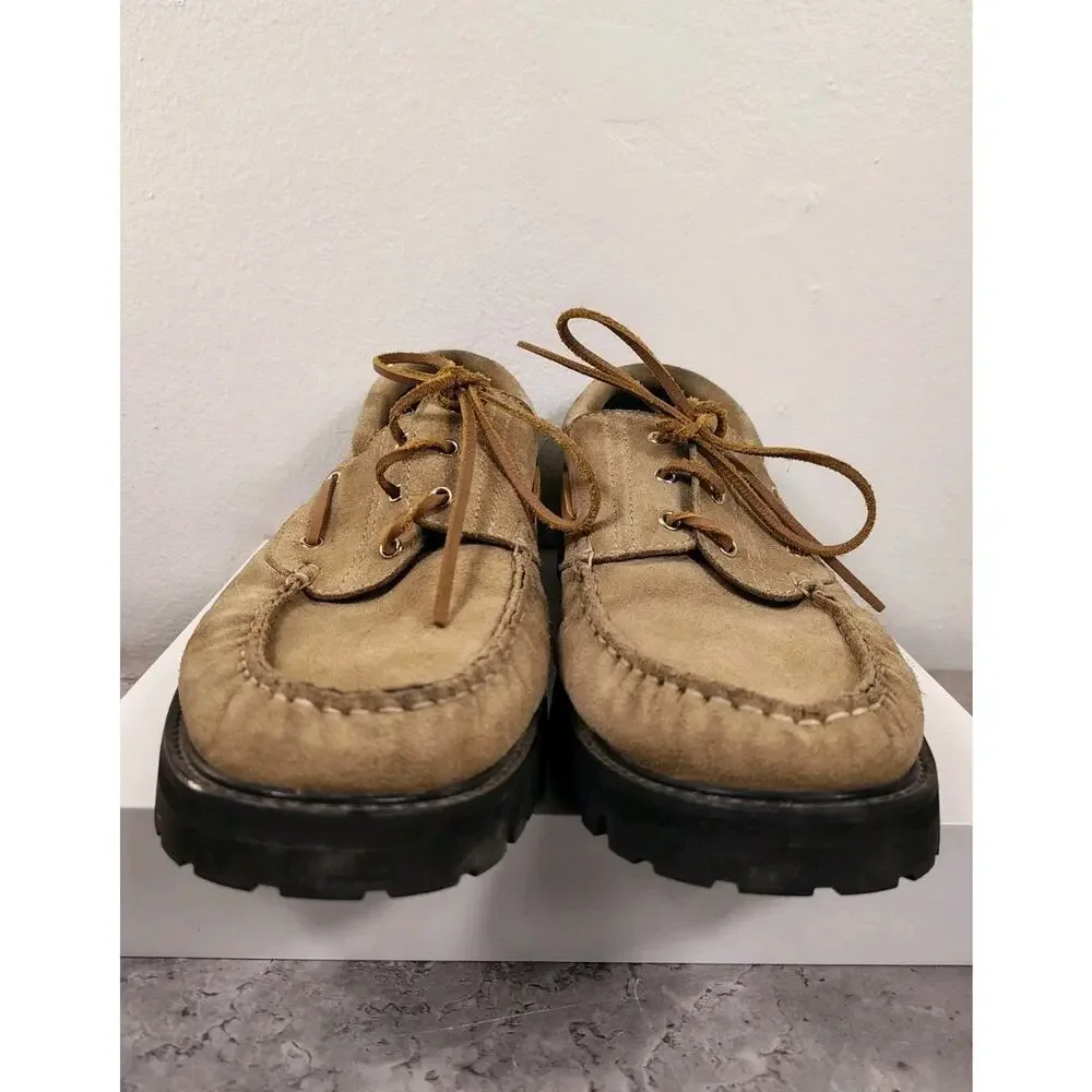 VINNY’s Aztec Boat Shoes Men's 13 Beige Suede Vibram Loafers Made In Portugal